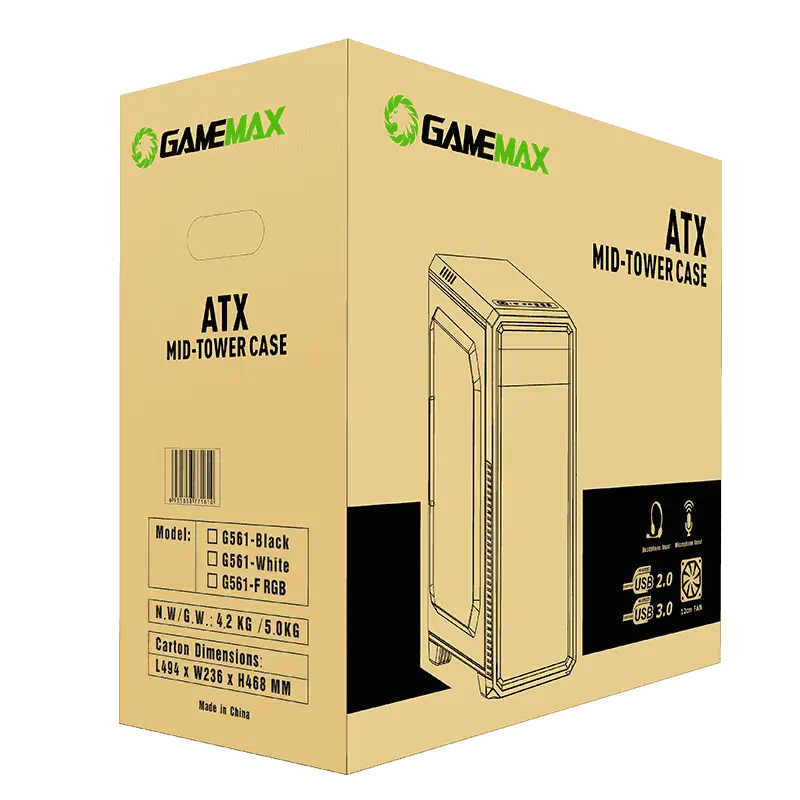 Gamemax G561-BK Midi-Tower Negru