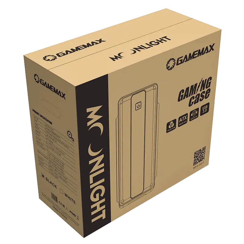Gamemax MOONLIGHT FRGB WT Midi-Tower Alb
