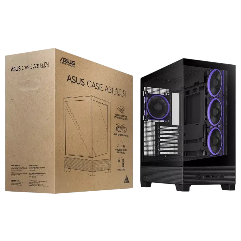 ASUS A31 PLUS TG ARGB Midi-Tower Negru