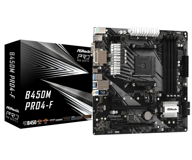 ASRock B450M PRO4-F AM4 Micro-ATX