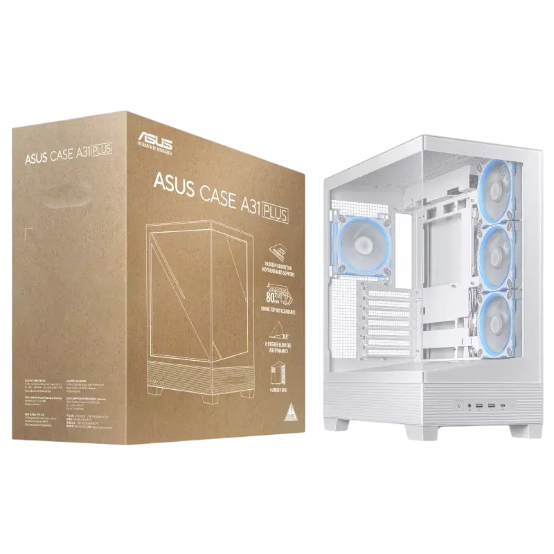 ASUS A31 PLUS TG ARGB Midi-Tower Alb