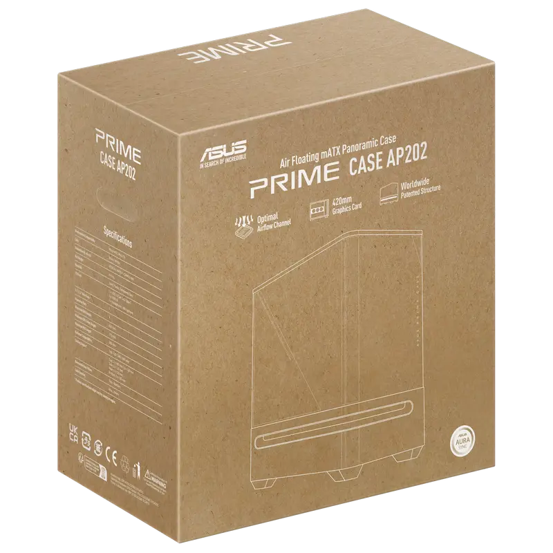 ASUS PRIME AP202 TG ARGB Midi-Tower Negru