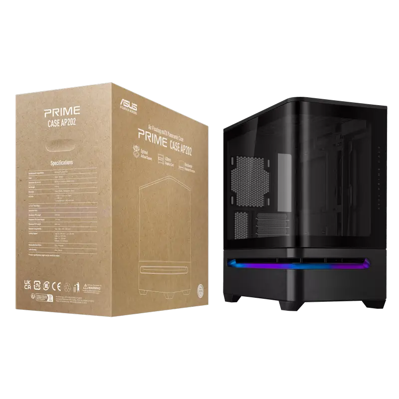ASUS PRIME AP202 TG ARGB Midi-Tower Negru
