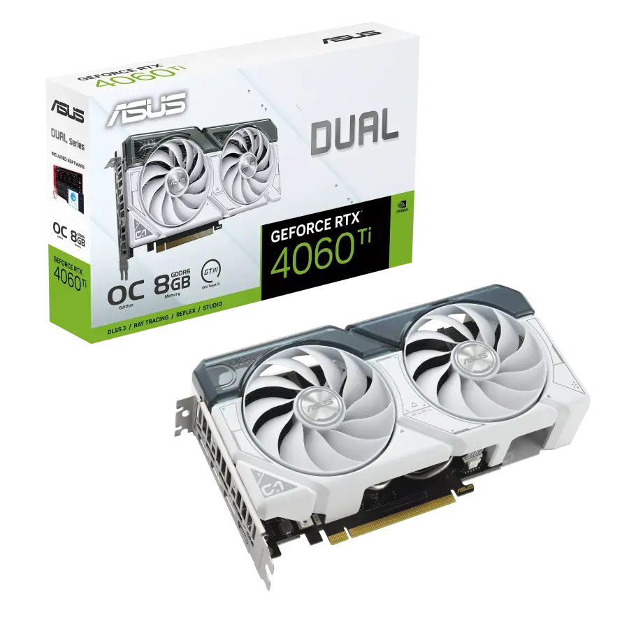 Видеокарта ASUS Dual GeForce RTX 4060 Ti White OC