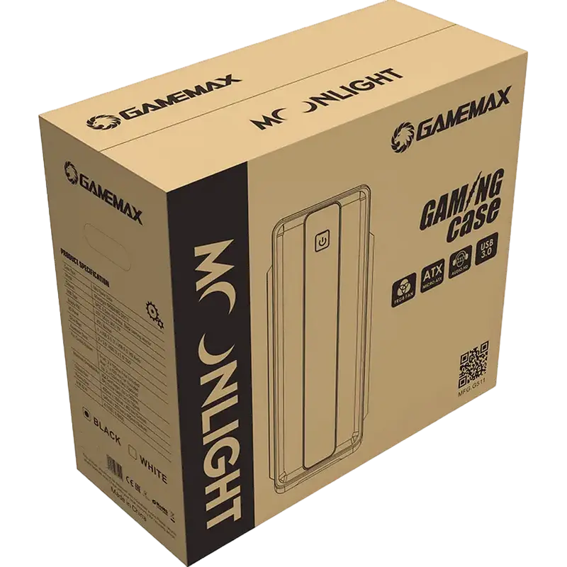 Gamemax MOONLIGHT FRGB BK Midi-Tower Negru