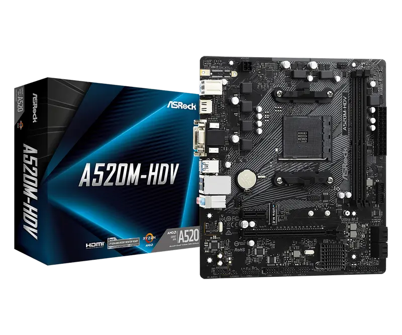 ASRock A520M-HDV AM4 Micro-ATX